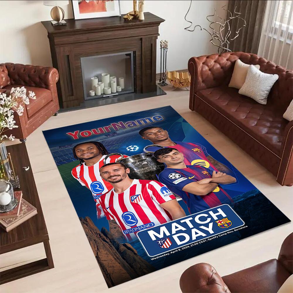 Atletico Madrid Customizable Name Carpet Design for Playrooms Dining Room Kitchen Study room Antislip Carpet Anime Office Decor Spiritual Gift