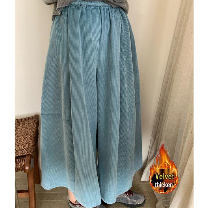2025 Fall/Winter Women's Versatile Fleece-Lined Corduroy Wide-Leg Pants