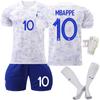 22 World Cup France G Away White No. 10 Mbappe Football Jersey Set No. 7 Griezmann Jersey
