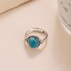 Vintage Ring Oval Turquoise Ring Ethnic Style Adjustable Ring