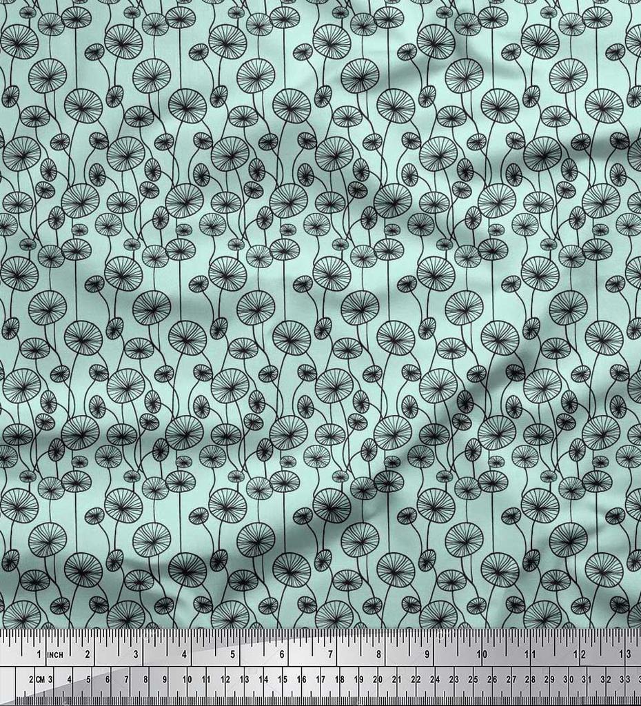 Soimoi Japan Crepe Satin Fabric Artistic Floral Decor Fabric Printed Metre 42 Inch