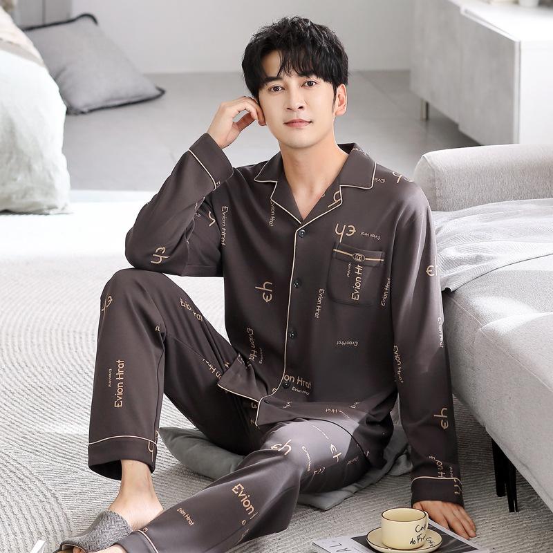 

Пижама мужская весенне-осенняя хлопковая с длинным рукавом, мужская осенняя тонкая большого размера, летний кардиган, мужская осенняя домашняя одежда 3XL