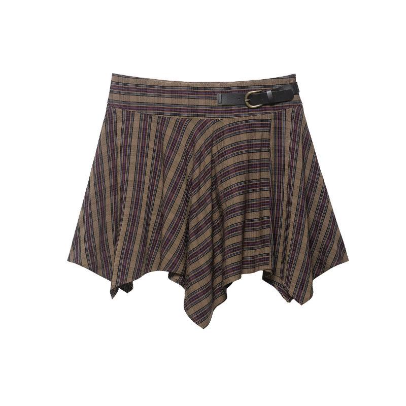 2026 Spring European & American Style Plaid Mini Skirt with Versatile Straps L