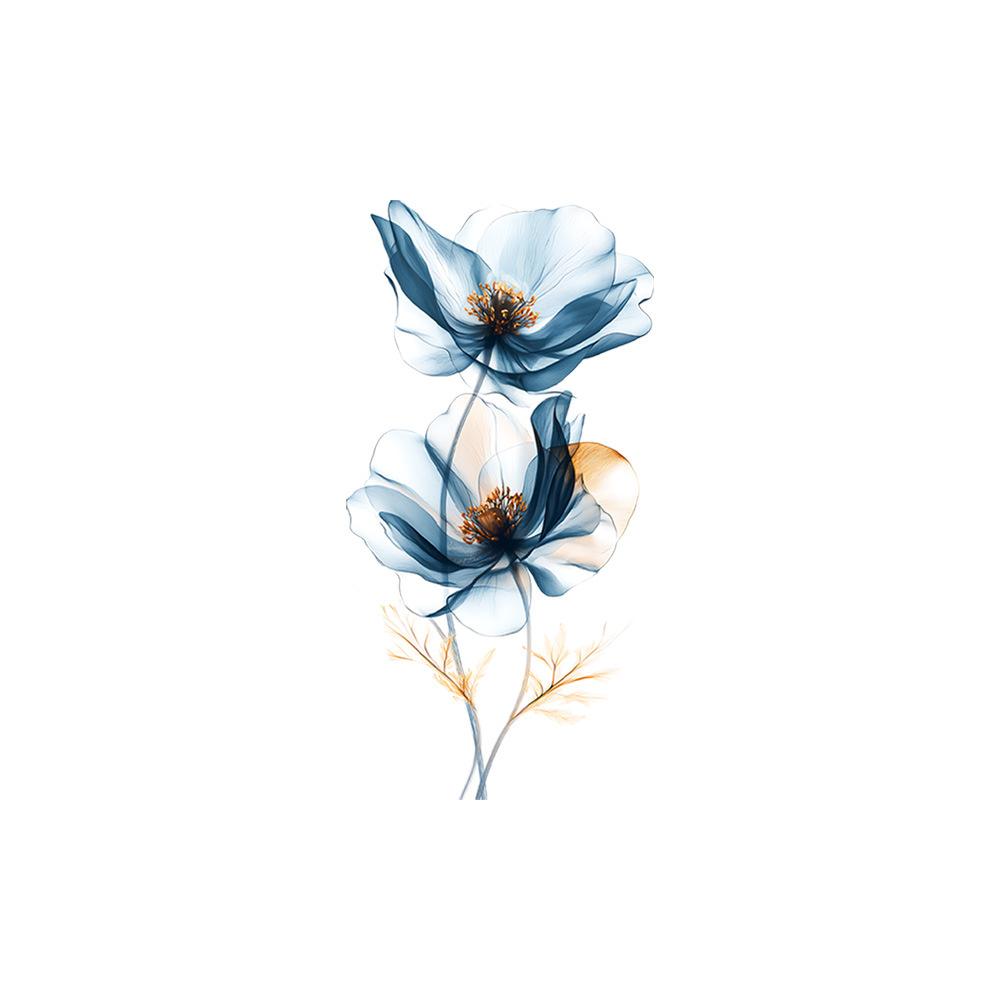 Large Blue Flower Wall Sticker Self Adhesive Removable Wall Decal for Living Room Entrance Bedroom Home Decoration