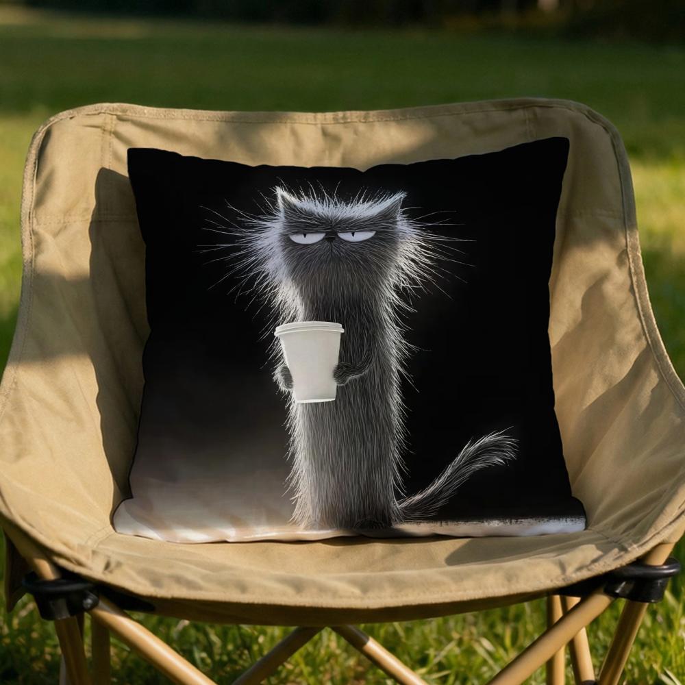Modern cat Cushion Cover Soft Reversible  Durable Pillow Cover  MultiScene Use for Home  Car Daily Comfort