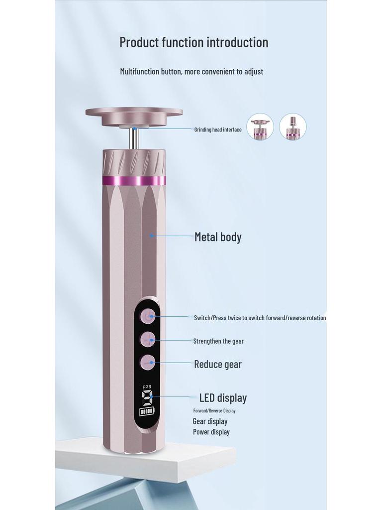 Dual-Function Automatic Pedicure & Nail Art Machine with Two Heads and Nine Grinding Gears