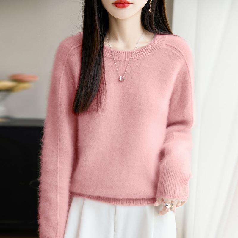 2025 Autumn/Winter Women's Round Neck Wool Knit Sweater, Loose Fit, Long Sleeve, Versatile Fashion Top