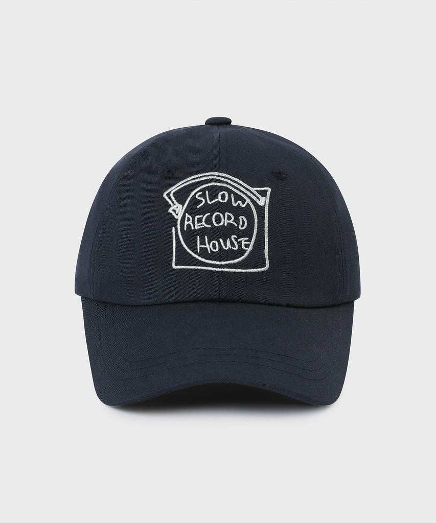 SLOW RECORD HOUSE Record Cotton Ball Cap_Navy