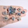 2pcs Sea Accessories Abalone Shell Pendant Love Heart Sun Oval Geometric Stainless Steel Oil Dripping Charms For Jewelry Making