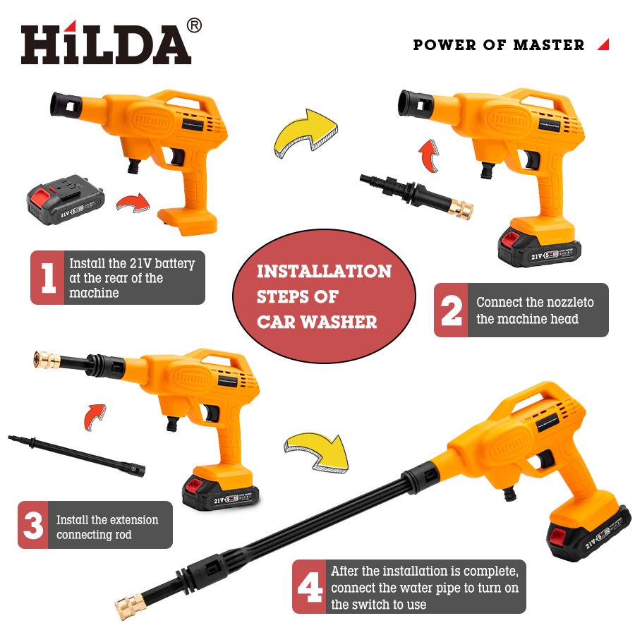 Hilda Wireless High-Pressure Water Gun: Portable, Lithium Battery-Powered Car Washer and Household Cleaner.