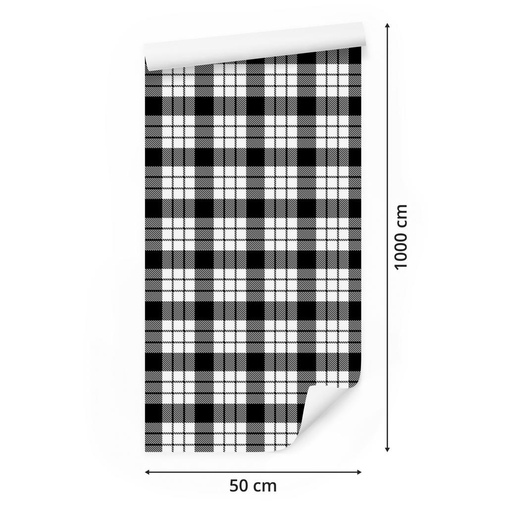 Wallpaper Black and White Checkered Gray, Light Gray and Graphite 50x1000