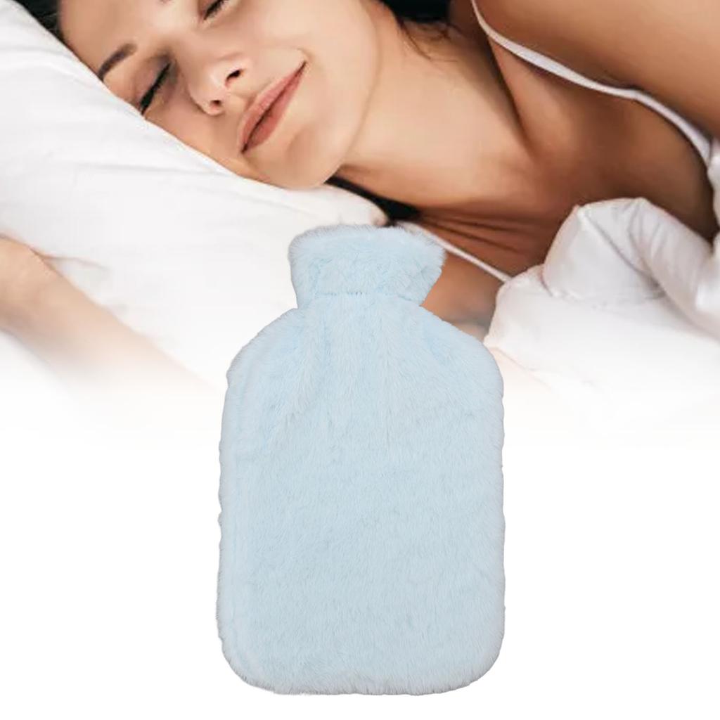 Hot Water Bottle 2000ML Water Injection Hot Water Bag With Plush Cover for Discomfort Relief