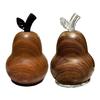 Wood Grain Pear Toothpick Dispenser Dental Floss Toothpick Holder Home Office Restaurant Kitchen Desktop Toothpick Organizer Container