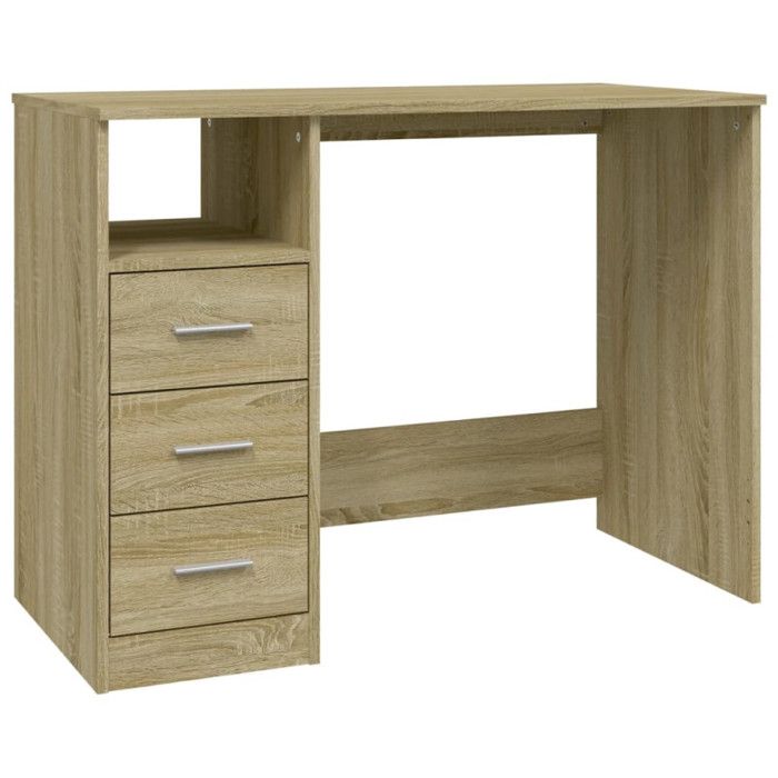 VidaXL Bureau avec tiroirs Chêne sonoma 102x50x76 cm Bois d'ingénierie 823035