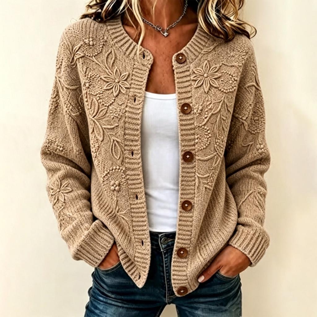 Women's Striped Print Long Sleeve Knit Cardigan Button Front Casual Sweater