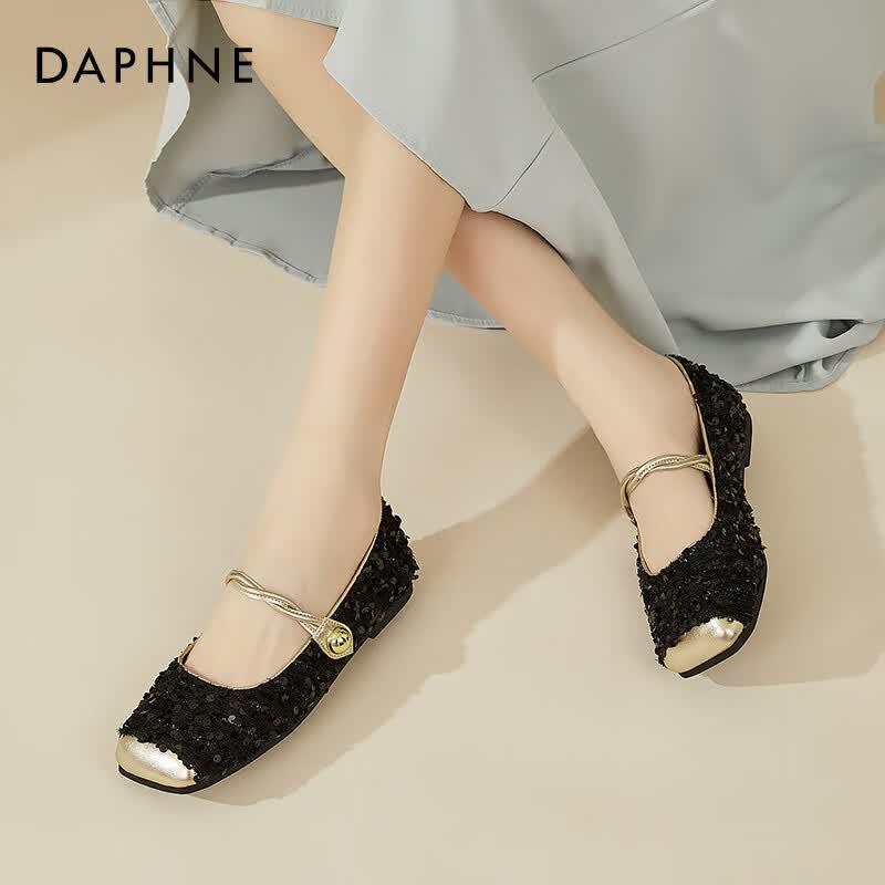 Daphne French Flat Sequin Mary Jane Shoes 36