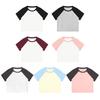 Solid Color Round Neck Shoulder SleevesPure Cotton Color-blocking Short Glossy Short-sleeved T-shirt