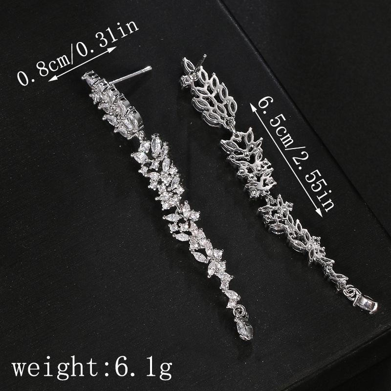Elegant Floral Tassel Zircon Earrings: European & American Women's Fashion