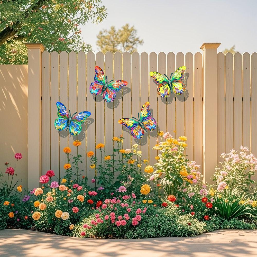 4 stuks Metalen Vlinder Muurkunst Multifunctioneel Vlinder Muurhanger Vlinder Muurdecor Tuin