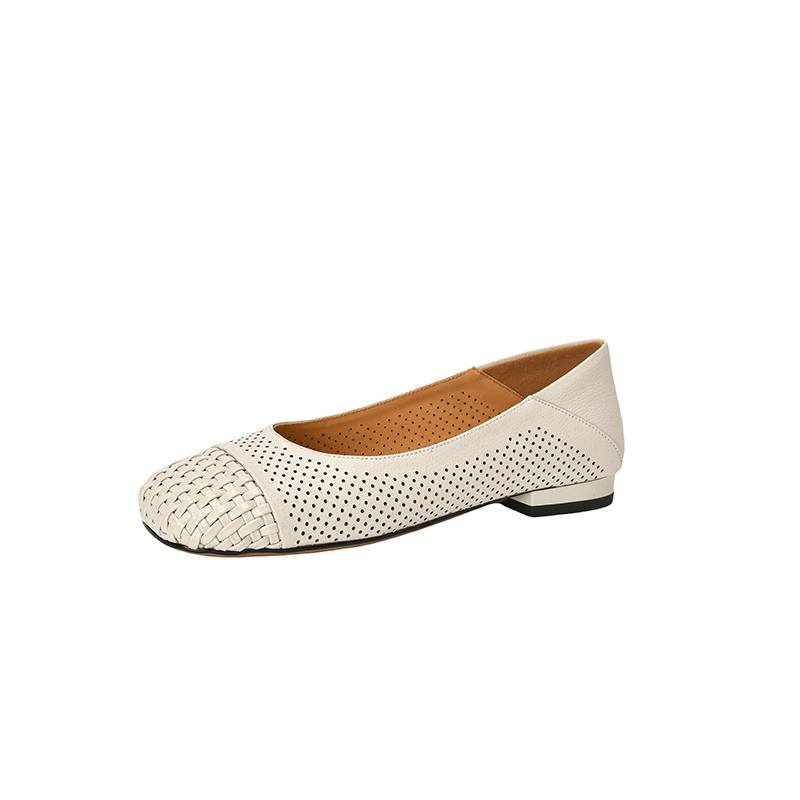 Krazing Pot Cow Skin Weaving Summer Size 41 Low Heels Party Shoes Women Square Toe Gladiator Mixed Color Hollow Out Pumps