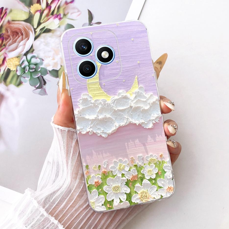 For Honor X8d 4G Case Cute Cat Luxury Flowers Painted Cover Soft Slim Phone Case For Honor X8d X 8d HonorX8d 4G Back Cover Coque