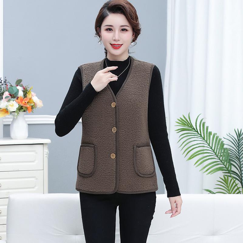 

Spring & Autumn Lamb Wool Thickened Sleeveless Jacket for Middle-Aged & Elderly - Warm Outerwear Vest 5XL