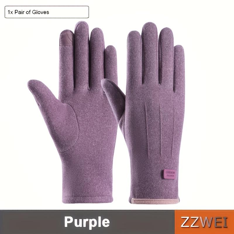 1 Pair of Thermal Fleece-Lined Polyester Gloves for Women, Touchscreen Compatible, Elastic Warm Outdoor Driving and Cycling Gloves