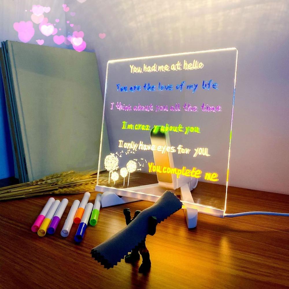 1SET Luminous ins Acrylic Night Light Transparent Light Desktop DIY Handwritten Light Message Painting Night Light lam