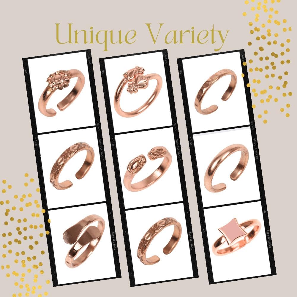Lotus Mind Pure Copper Toe Rings, Ear Cuffs, Earrings, and Rings for Toes and Fingers, Stylish for Men and Women (Pure Copper)