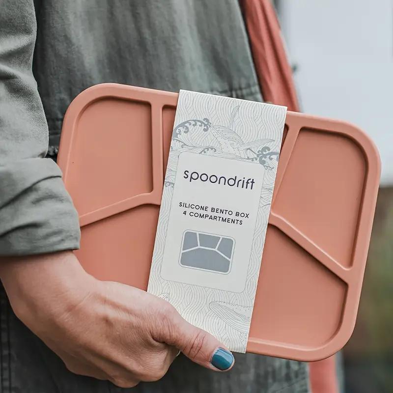 Food-grade eco-friendly leak-proof silicone lunch box, suitable for children and adults, 4 compartments, 3 colors to choose from