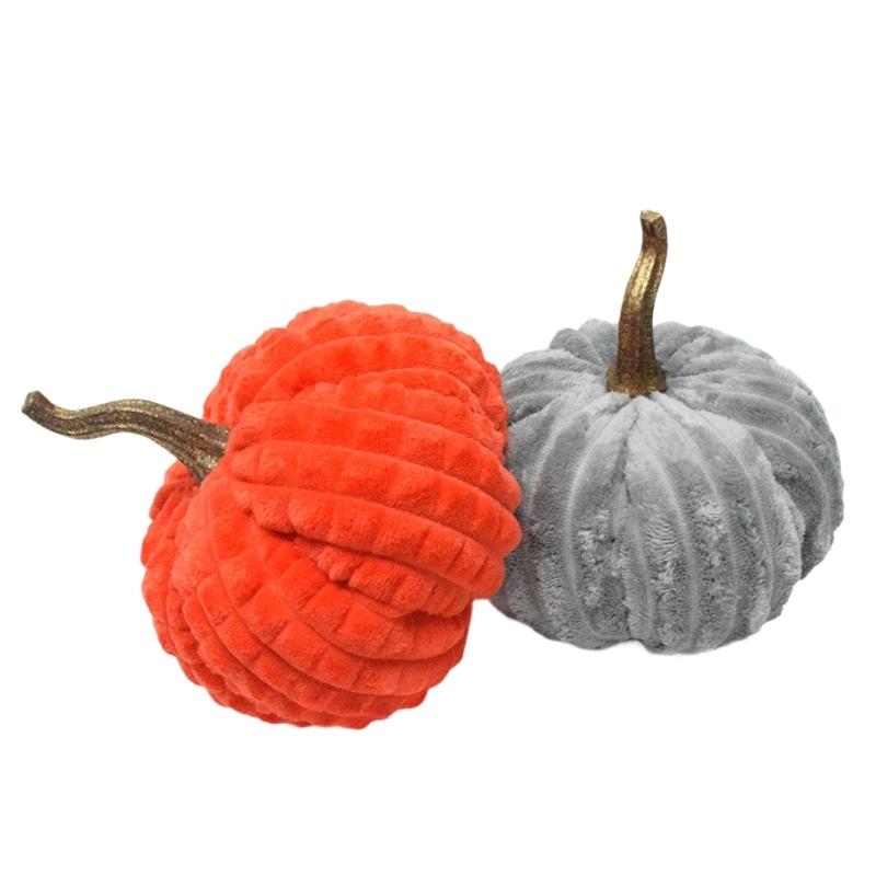 Thanksgiving Halloween Cloth Pumpkin Sculpture Ornament Nontoxic Velvets Decors Ornament For Living Room Office