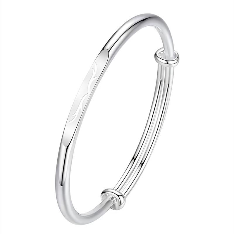 Douyin Silver-Plated Water Cube Eternal Love Bangle - Women's Simple Push-Pull Bracelet