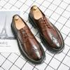 Fashion Spring Men Formal Business Thick Soled Lace-up Oxford Shoes Luxury Men's Dress Shoes Male Casual Leather Wedding Party Loafers