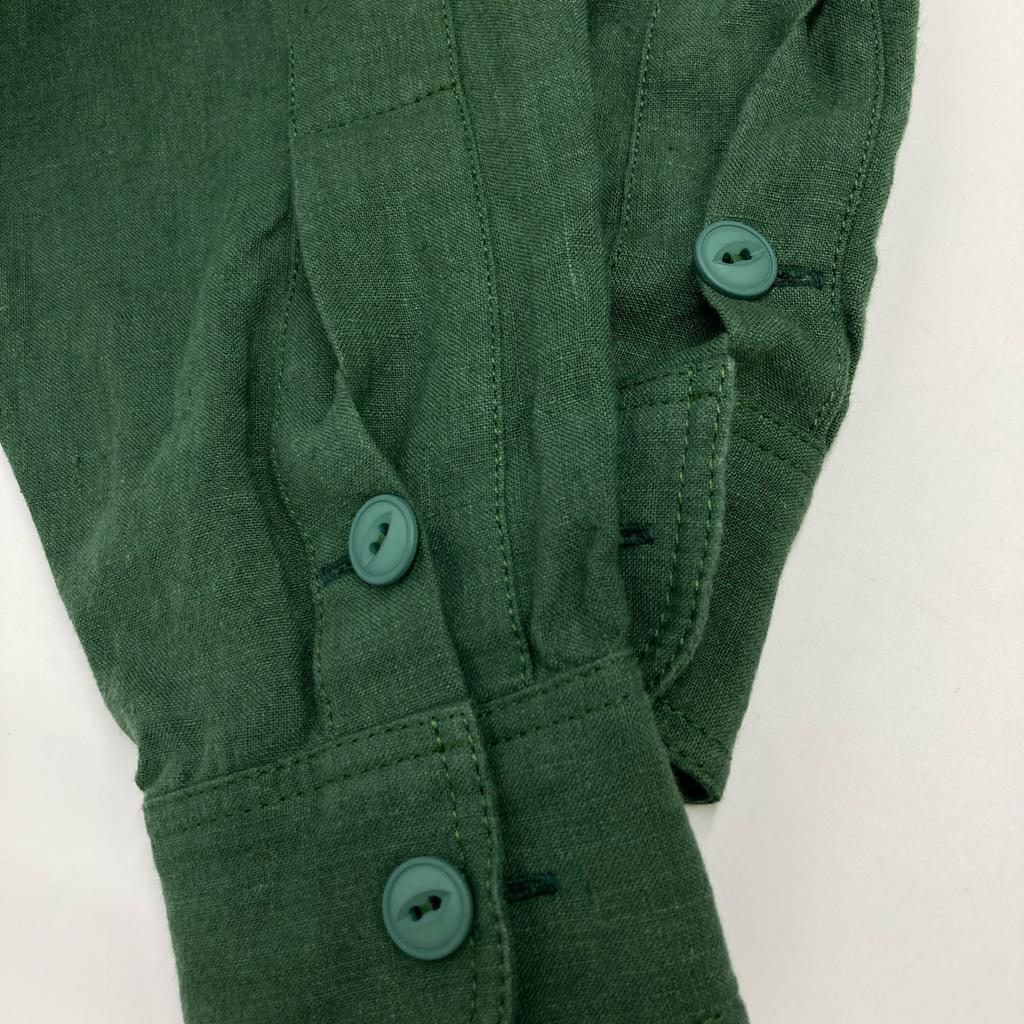 BLUEBIRD BOULEVARD Green Linen 100% Long Shirt Dress dress M greenUsed