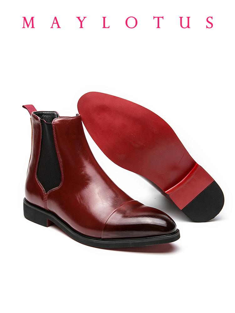 Fashion Men's Shoes Fashion Chelsea Boots New Outdoor Red Sole Square Shoes for Men Handmade Business Ankle Boots Dress Boots Zapatos