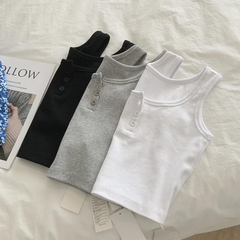 Women's Summer Slim Fit Vest: Black, White, Gray - Trendy, Versatile, and Stylish Lightweight Base Top.