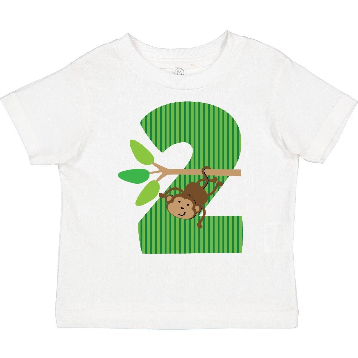 Inktastic 2nd Birthday Jungle Monkey Childs Toddler kids boys T-Shirt Two Number Safari 100