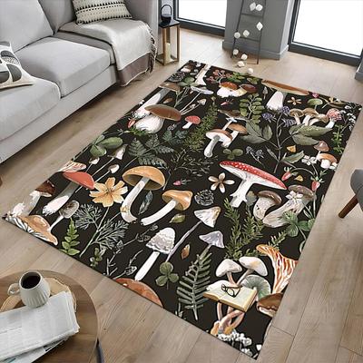 1 Stück Pilze Blumen Extra Groß Rutschfester Boden Teppich, Büro, Familie, Schlafzimmer Großer Bereich Teppich Innen Teppiche, Lebendige Farben