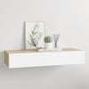 Vidaxl Wandregal mit Schublade, Eiche und Weiß, 60 x 23,5 x 10 cm, MDF
