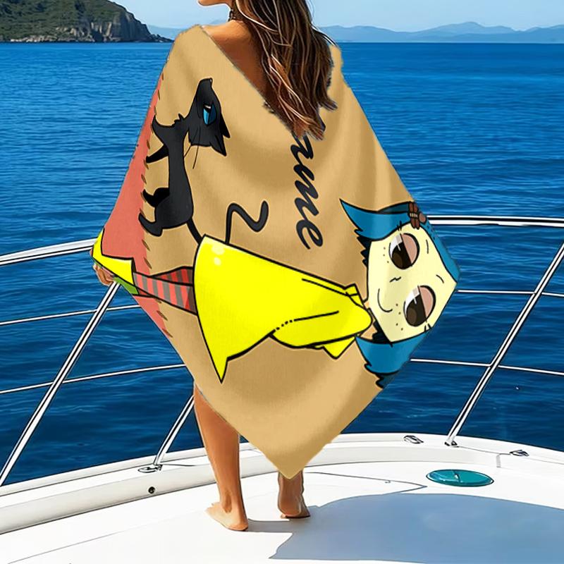 1pc Coraline1 Beach Towel with Custom Name, Beach/Swimming/Bath/Picnic/Camping Towel, Suitable for Seaside Beaches