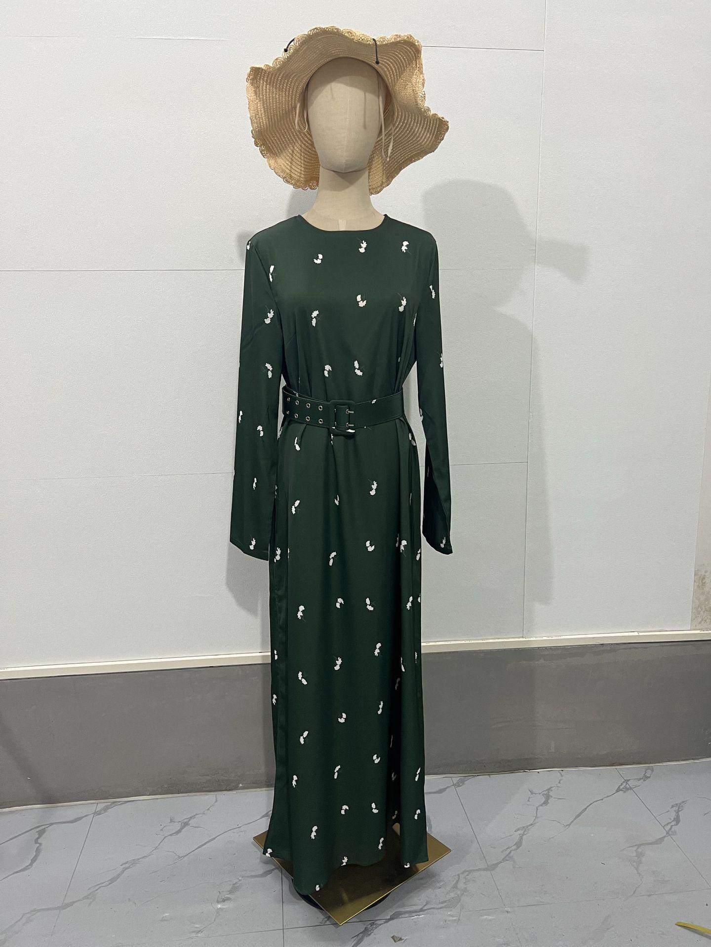 

Европейско-американское осеннее платье 2024 года с оборками, А-силуэта, с длинным рукавом XXL темно-зеленого