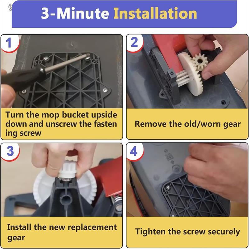 6 Stück Ersatzteile für Spin Mop, Spin Mop Eimer Kupplungslager Zahnrad Ersatz für Vileda und mehr Rotationsmopp