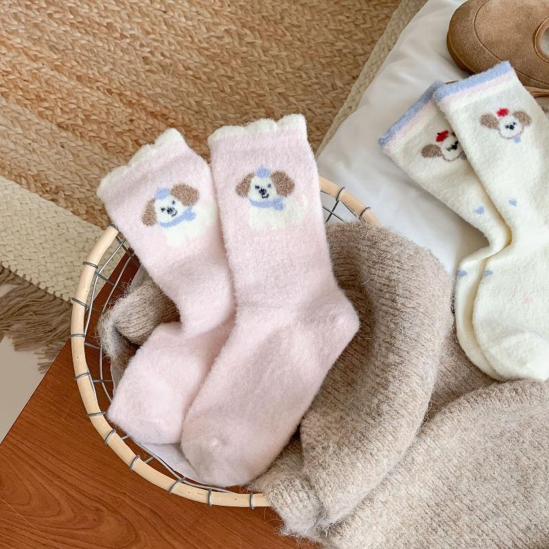 Female Autumn and Winter Thickened Warm Cartoon Cute Tube Cotton Socks