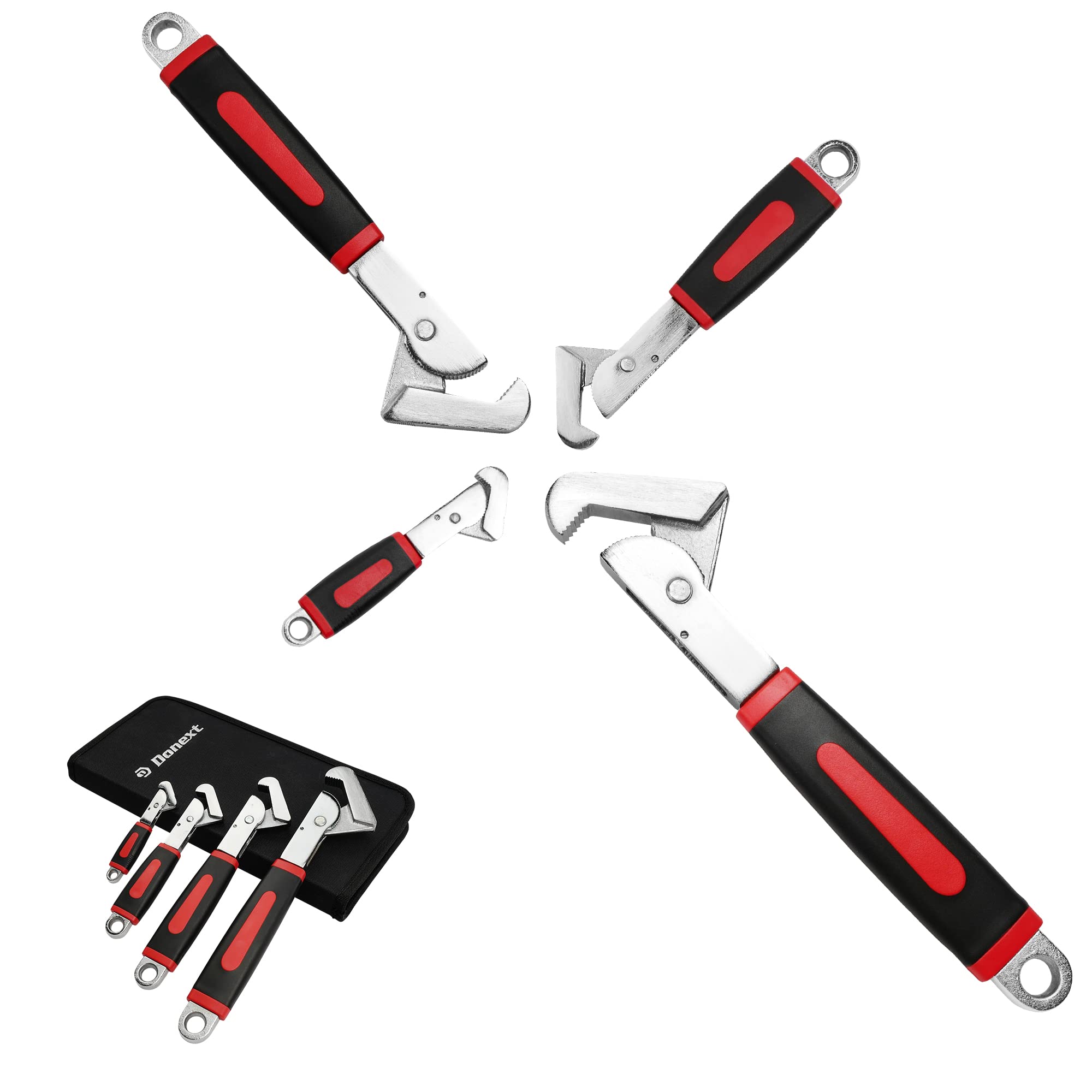

Donext CRV Pipe Universal Wrench with Storage for Faucet and Universal Set of 4 Multi-Function Wrench, Bag, Plumbing, Installation, Maintenance,