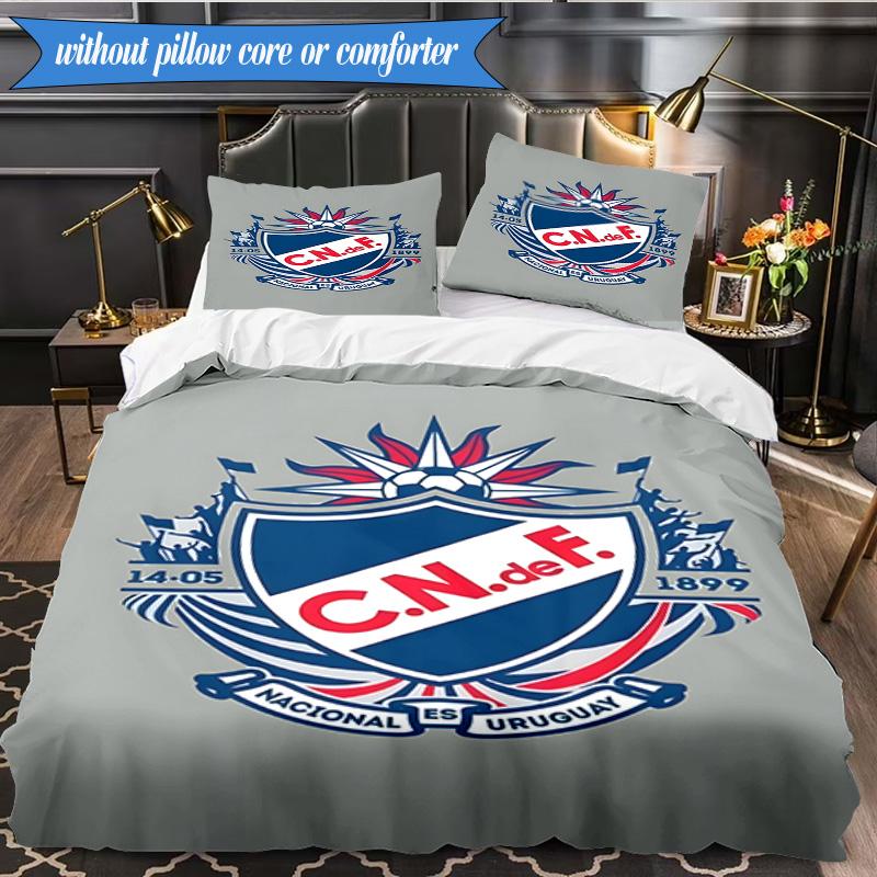 Montevideo Crest Design 3pcs Bedding,Including 1pc Duvet Cover And 2pcs Pillowcases Perfect for Christmas,Ideal for Bedroom, Dormitory