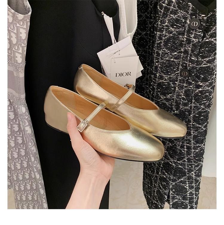 Grape Mother of the Same Style, Benezer Evening~ Round Head Inner Height Increase Word with Shallow Mouth Bag Head Muller Leather Half Slippers