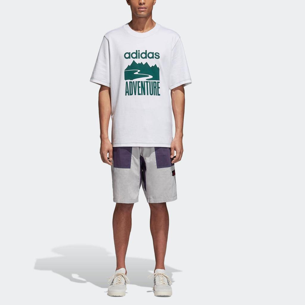 adidas Originals Atric Short Label Print Logo Straight Leg Shorts Men Shorts Gray CD6816