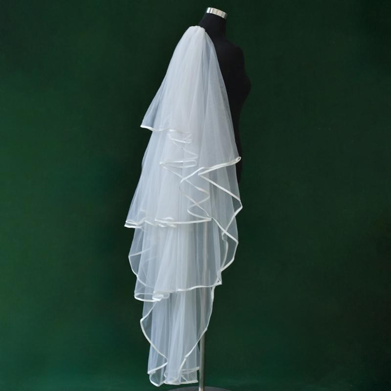 Tiered Wedding Veils Shoulder Back Coverage Breathable Tulle Bridal Veils Headpiece WithInvisible Hair Pin for Wedding