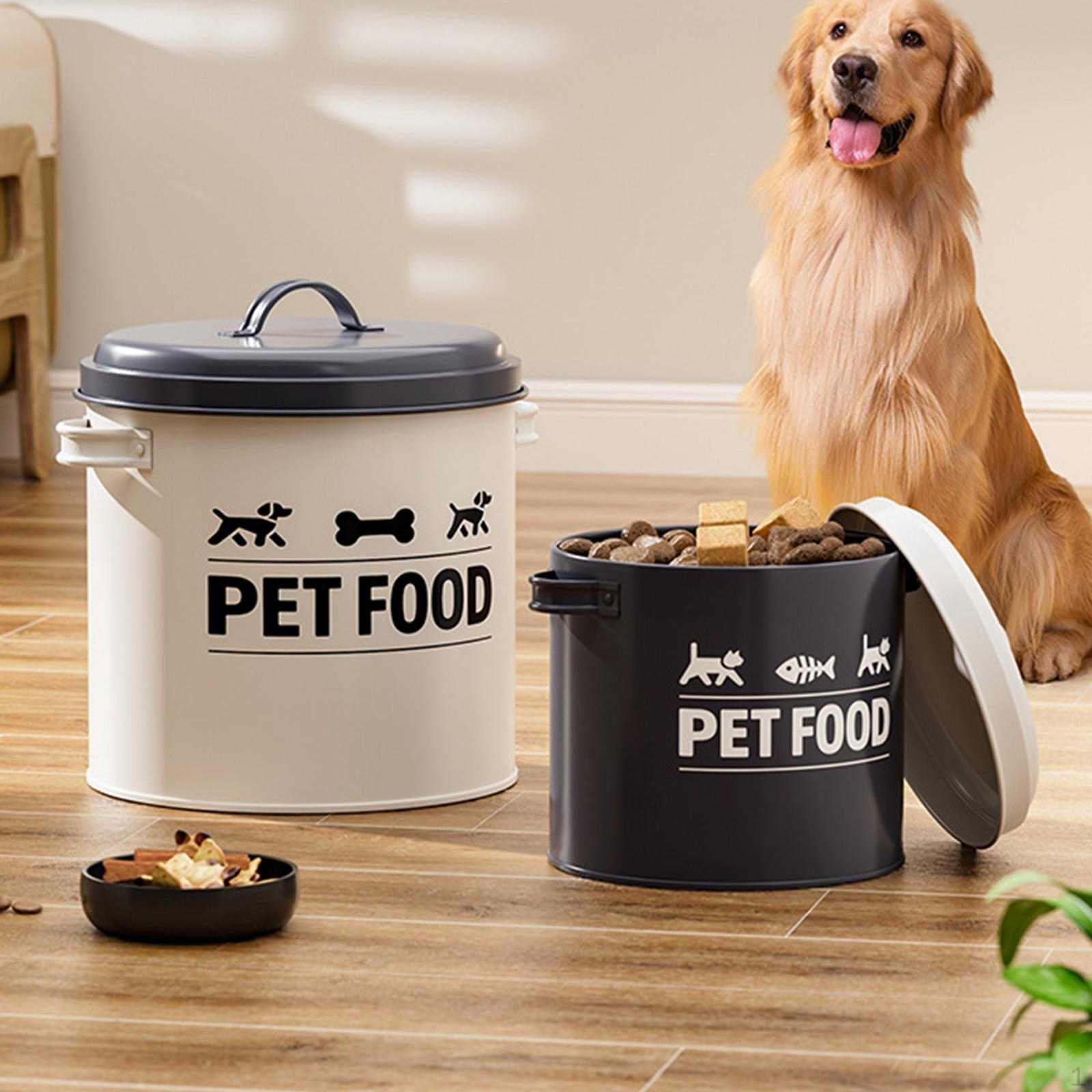 

2Pcs Dog Treat Storage Container Lidded Sturdy Food Bin with Lid Pet Iron