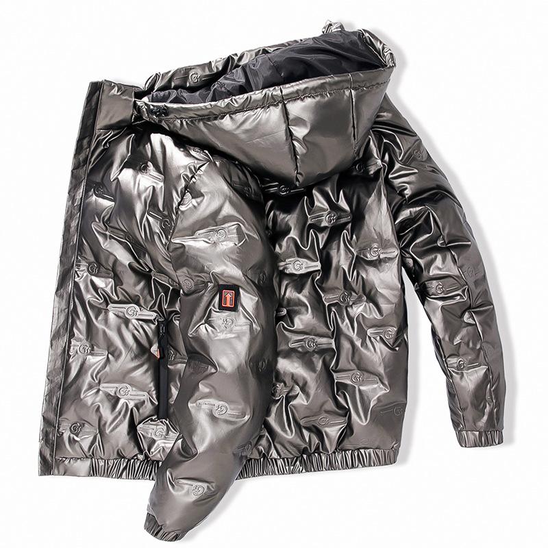 

Зимний пуховик мужской новый пух белой утки с капюшоном повседневный универсальный глянцевый пуховик молодежный тренд мужская куртка 5XL
